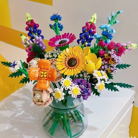 bouwblokjes boeket met wilde bloemen, 939 steentjes, compatible met LEGO