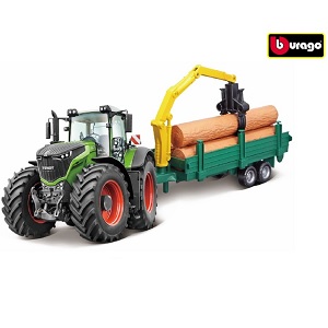 Bburago Tractor Fendt 1000 Vario met bosbouwaanhanger