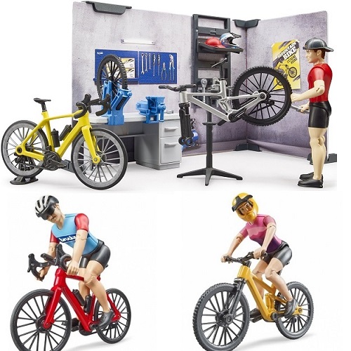 Bruder offer set Nice cycling, consisting of a bicycle shop and two cyclists