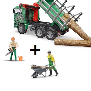 Bruder 0010 Bruder Bosbouw set met vrachtwagen, twee speelfiguren en accessoires (aanbieding)