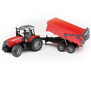 Bruder speelgoed Massey Ferguson tractor met kiepaanhanger