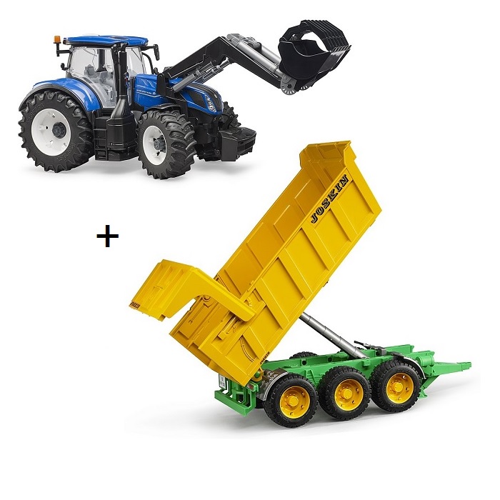 Bruder 22123121 Bruder 02212 en Bruder 03121 - Joskin kiepaanhanger met New Holland T7 tractor van Bruder -  aanbieding 