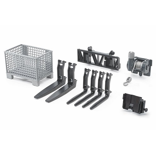 Bruder box-type pallet, winch and forks for frontl...