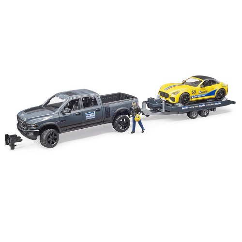 bruder Bruder 02504 RAM 2500 Power Wagon avec Racing Team Roadster, remorque et figurine