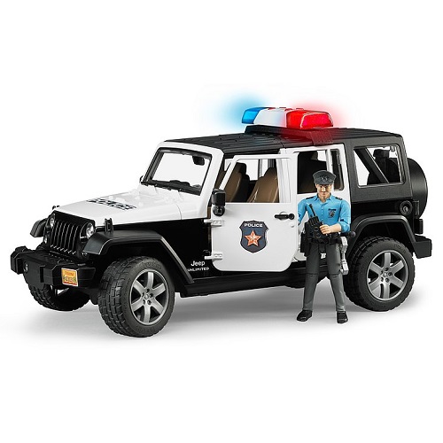 Bruder 02526 Voiture de police Bruder Jeep Wrangler Unlimited Rubicon Avec agent de police, y compris modulde de éclairage et de son