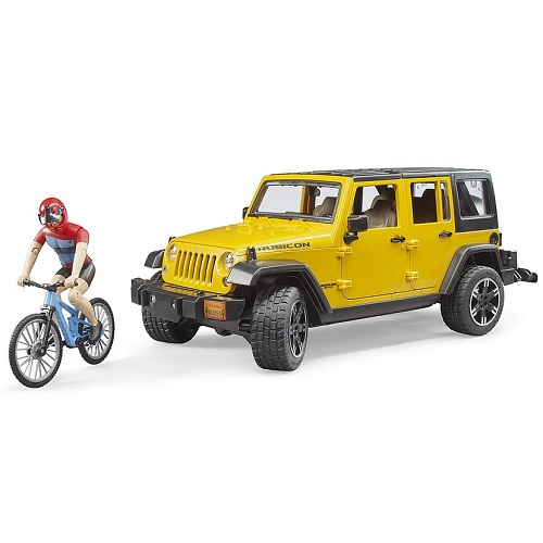 Bruder Jeep Wrangler Rubicon with mountain bike and toy figure