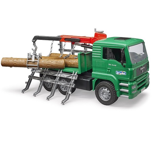 bruder Bruder 02769 camion MAN TGA transport de arbres avec grue et trois troncs de arbres