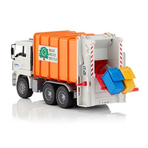 bruder Camion poubelle Bruder MAN TGA avec deux conteneurs à ordures (02772) et un ensemble de conteneurs supplémentaires (02607)
