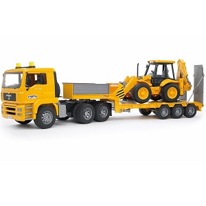 Bruder MAN TGA Low loader truck with JCB Backhoe loader