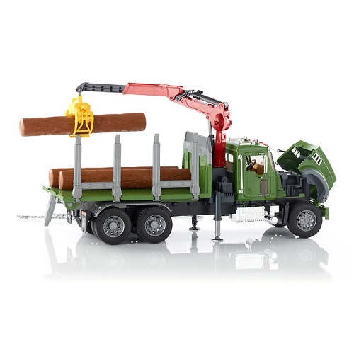 bruder Bruder 02824 camion Mack-Granite - Wagon de transport de bois avec grue et 3 grumes