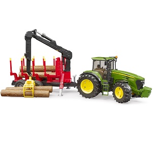 Bruder 3054 Bruder 03054 John Deere 7930 tractor set compleet met aanhanger met bomenkraan en boomstammen
