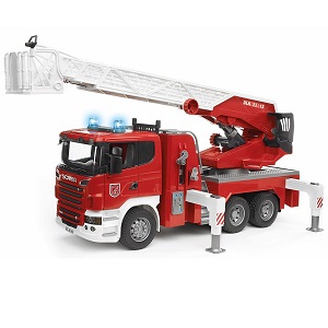03590 Bruder Scania R wagon à échelle pour pompiers  Avec module de éclairage et de son et pompe à eau