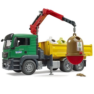 Bruder 03753 MAN TGS truck with 3 glass recycling ...