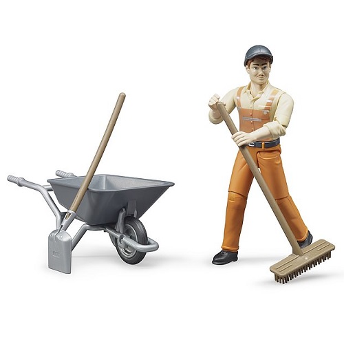 bruder 62130 - bruder Bruder 62130 Bworld speelfiguur met kruiwagen en gereedschap