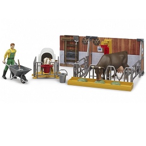 Bruder 62611 Bworld cowshed with calf and farmer (...