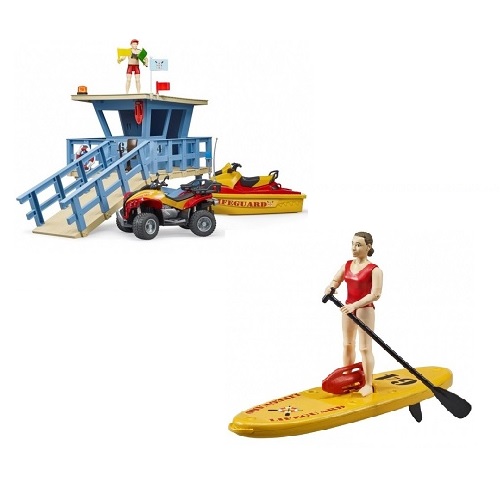Bruder 6278062785 Bruder 62780 Bworld reddingsbrigade post met 62785 Bworld reddingswerker met peddelboard (aanbieding) 