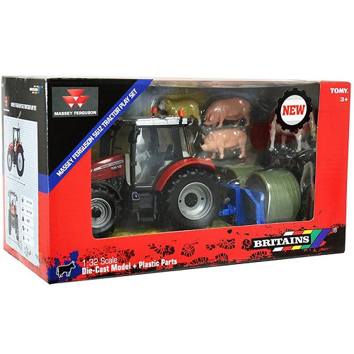Britains  Britains 43205 Massey Ferguson 5612 tracteur avec accessoires et animaux de la ferme 1/32