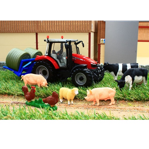 Britains  Britains 43205 Massey Ferguson 5612 tracteur avec accessoires et animaux de la ferme 1/32