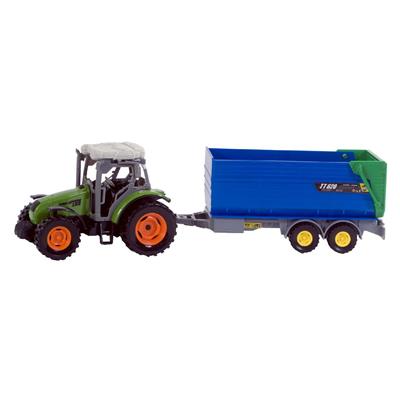 Dutch Farm Serie - groene tractor met kiepaanhanger 1:32