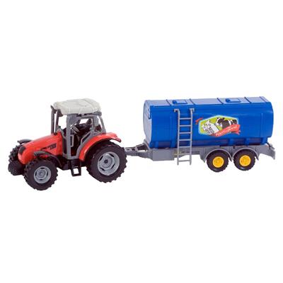 Dutch Farm Series- tracteur rouge avec remorque à lait 1:32 