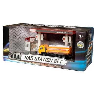 City Ensemble de station-service City Series Toy avec camion-citerne