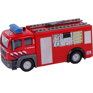 2-Play 510153 Pompier avec module de lumière et de son et moteur de traction Ce camion de pompiers (métal moulé sous pression) a un modèle lumineux et sonore et un moteur de traction