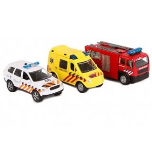 2-Play 510155 politie, brandweer en ambulance 3-in-1 set