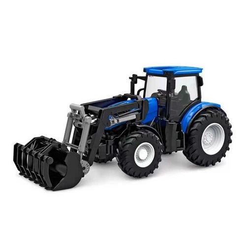 Kids Globe RC (2.4GHz) tracteur léger et chargeur frontal 1:24 Tracteur orientable robuste de couleur bleue. Le modèle est réalisé à l échelle plus grande (Schleich) 1:24. La télécommande est incluse. Le fonctionnement de la gâchette bleue est simple, bien adapté aux jeunes enfants. Le chargeur frontal est actionné manuellement. Avec la télécommande, vous pouvez diriger et conduire en avant/en arrière. Le tracteur a une petite batterie avec chargeur, la télécommande contient 2 piles AA.