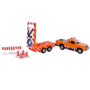 2-Play road construction set with pickup and barrier with working lights