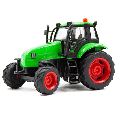 Tracteur Kids Globe avec lumière et son et moteur à friction Le tracteur Kids Globe est équipé d`un module lumineux et sonore et dispose d`une barre de remorquage à l`arrière, de sorte que les remorques peuvent également être utilisées. De plus, le tracteur est équipé d`un moteur à friction. Le tracteur est disponible en rouge et en vert.