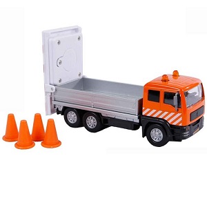 Kids globe Traffic road workers truck with road si...