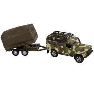 Kids Globe military Land Rover with trailer