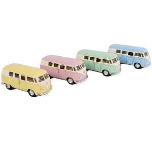 VW Classical Bus 1962 couleur pastel, métal avec moteur à rétrofriction 1:32 Livraison par pièce. Ces bus Volkswagen sont disponibles en quatre couleurs différentes.