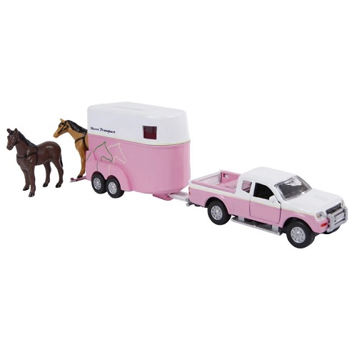 Kids Globe Mitsubishi pick-up with horse trailer and two horses