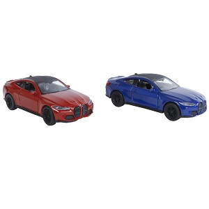 Welly BMW M4 moulé sous pression couleur rouge ou bleu La BMW M4 a été lancée par le fabricant de jouets Welly dans une belle maquette en métal d'environ 12 cm. La version mini de cette BMW M4 est réalisée avec le souci du détail. Les petites voitures sont équipées d'un moteur à traction, qui permet de faire avancer la BMW M4 de manière indépendante avec un court mouvement vers l'arrière. La version jouet Welly est disponible en deux couleurs: rouge et bleu. Vous pouvez spécifier une préférence. Si possible, nous vous fournirons la couleur souhaitée si elle est (encore) en stock.
