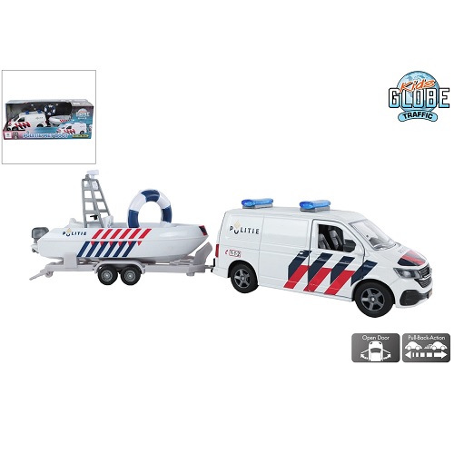 Kids Globe Kids Globe 520419 Volkswagen Transporter Police avec bateau NL