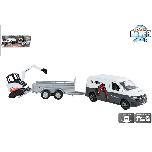 Kids Globe Kids Globe 520458 Transporteur Volkswagen avec mini-pelle