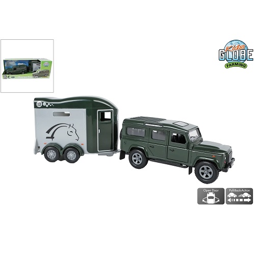 Kids Globe Kids Globe 520460 Land Rover avec remorque à chevaux Cheval Liberté