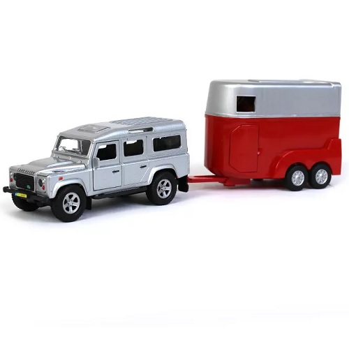 Kids Globe Kids Globe 521752 Land Rover avec remorque pour chevaux et moteur de traction