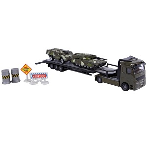 2-Play military transport low loader with two tank...