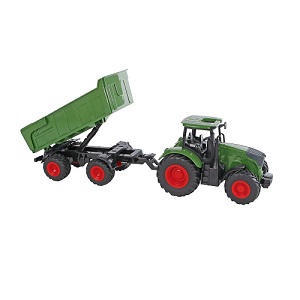 KG540520 Kids Globe Traktor mit Anhängerfreilauf grün 