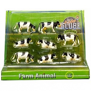 Kids Globe cow 1:87 black and white laying and sta...
