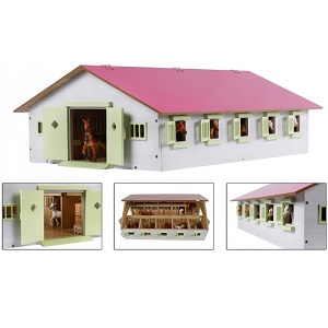 Kids Globe pink horse stable with 9 boxes 1:32