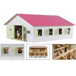 Kids Globe wooden horse stable with 7 boxes for ho...