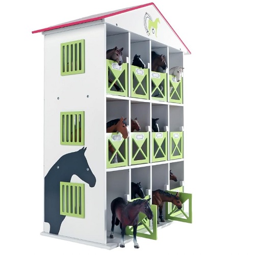 Kids Globe KidsGlobe 610308 Hôtel pour chevaux avec 12 boxes - Échelle 1:24, convient aux chevaux Schleich