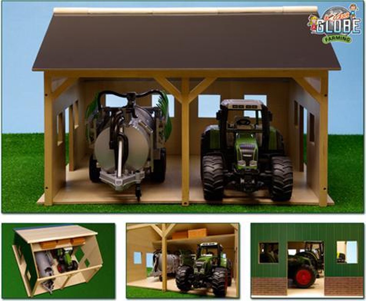 Kids Globe Kids Globe 610338 Hangar agricole pour 2 tracteurs 1:16