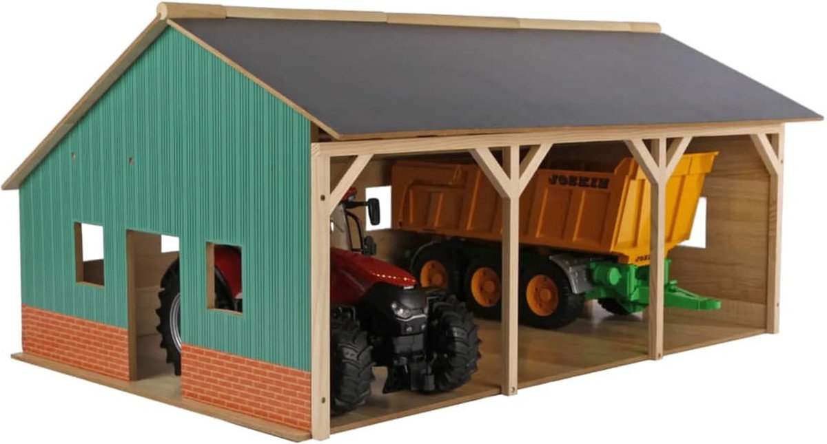 Kids Globe Kids Globe 610340 Hangar agricole pour 3 tracteurs 1:16