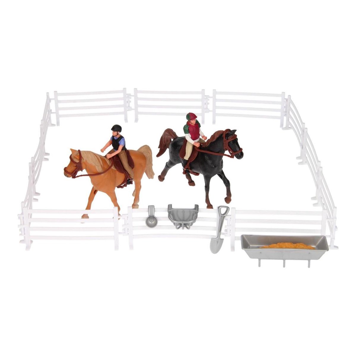 Kids Globe Kids Globe set équestre avec deux chevaux avec cavalier, clôtures et accessoires