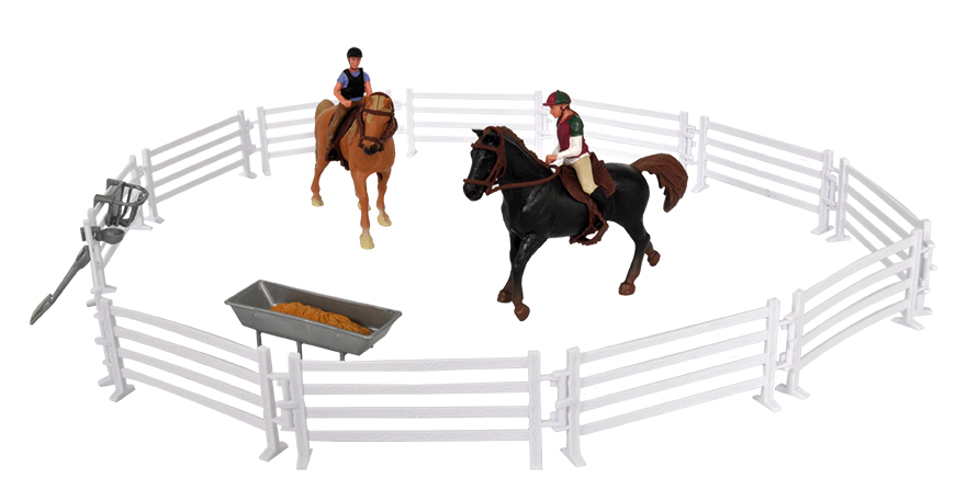Kids Globe 640072 - Kids Globe set équestre avec deux chevaux avec cavalier, clôtures et accessoires