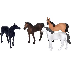 Kids Globe 640085 Paarden set, set van vier paarden, schaal 1:32